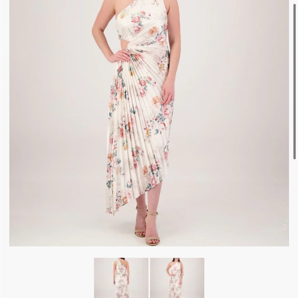 Dress Forum Cream and Pink Ruffled Tiered Midi Dress